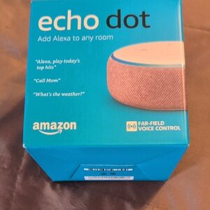 Amazon Echo Dot Blue and Tan